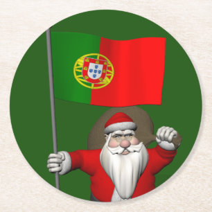 Der Weihnachtsmann mit Abtritt Portugals Runder Pappuntersetzer