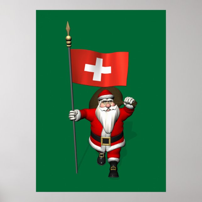 Der Weihnachtsmann mit Abzeichen der Schweiz Poster (Vorne)