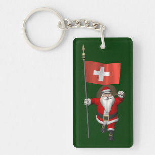 Der Weihnachtsmann mit Abzeichen der Schweiz Schlüsselanhänger