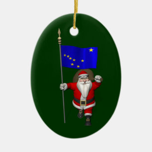 Der Weihnachtsmann mit Abzeichen von Alaska Keramikornament