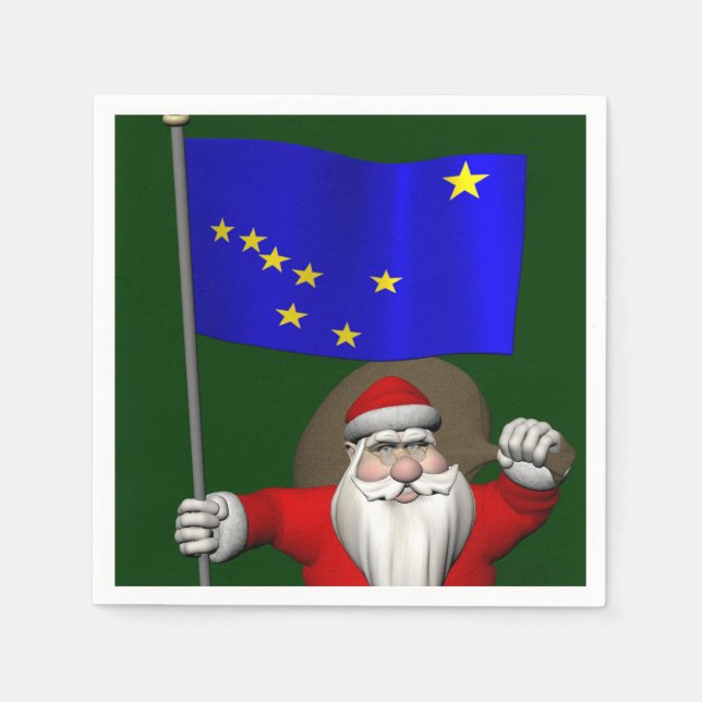Der Weihnachtsmann mit Abzeichen von Alaska Serviette (Vorderseite)