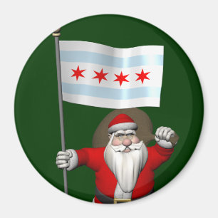 Der Weihnachtsmann mit Abzeichen von Chicago Magnet