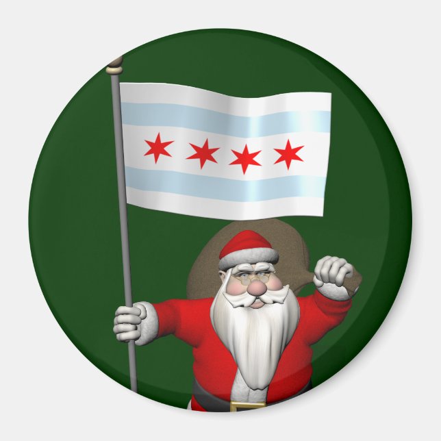 Der Weihnachtsmann mit Abzeichen von Chicago Magnet (Vorne)