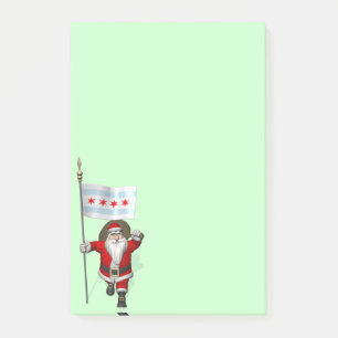 Der Weihnachtsmann mit Abzeichen von Chicago Post-it Klebezettel