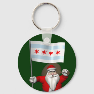Der Weihnachtsmann mit Abzeichen von Chicago Schlüsselanhänger