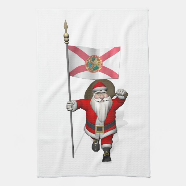 Der Weihnachtsmann mit Abzeichen von Florida Handtuch (Vertikal)