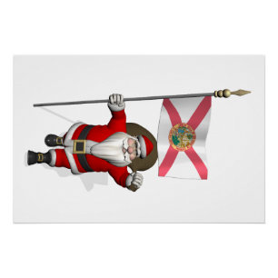 Der Weihnachtsmann mit Abzeichen von Florida Poster