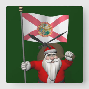 Der Weihnachtsmann mit Abzeichen von Florida Quadratische Wanduhr