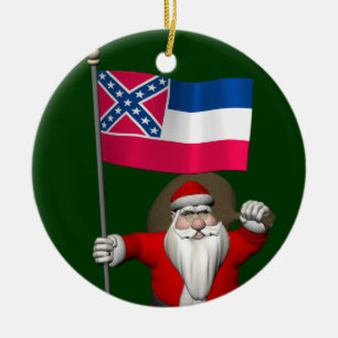 Der Weihnachtsmann mit Abzeichen von Mississippi Keramikornament