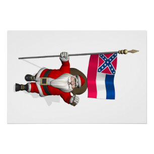 Der Weihnachtsmann mit Abzeichen von Mississippi Poster