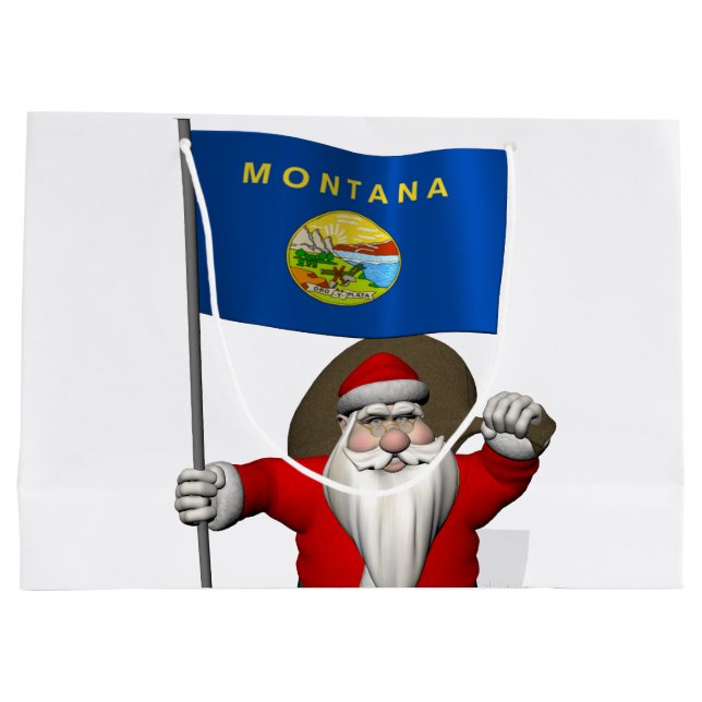 Der Weihnachtsmann mit Abzeichen von Montana Große Geschenktüte (Rückseite)