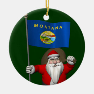 Der Weihnachtsmann mit Abzeichen von Montana Keramikornament