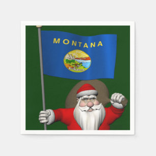 Der Weihnachtsmann mit Abzeichen von Montana Serviette