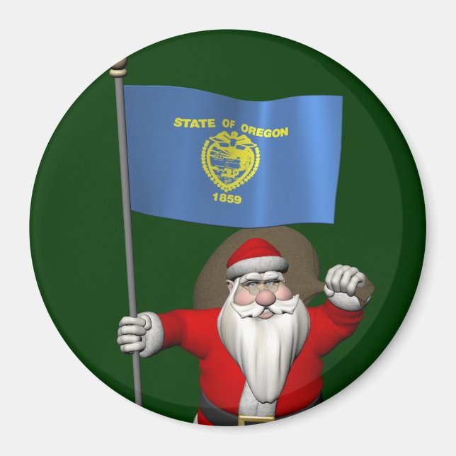 Der Weihnachtsmann mit Abzeichen von Oregon Magnet (Vorne)