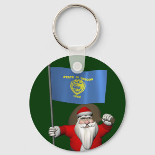 Der Weihnachtsmann mit Abzeichen von Oregon Schlüsselanhänger