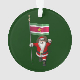 Der Weihnachtsmann mit Abzeichen von Suriname Ornament