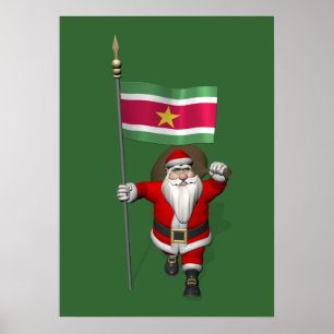 Der Weihnachtsmann mit Abzeichen von Suriname Poster