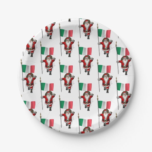 Der Weihnachtsmann mit Ausscheiden aus Italien Pappteller (Vorderseite)