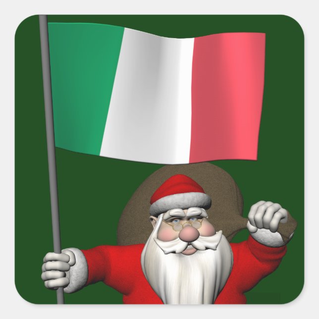 Der Weihnachtsmann mit Ausscheiden aus Italien Quadratischer Aufkleber (Vorderseite)