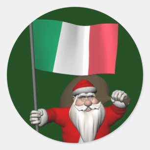 Der Weihnachtsmann mit Ausscheiden aus Italien Runder Aufkleber