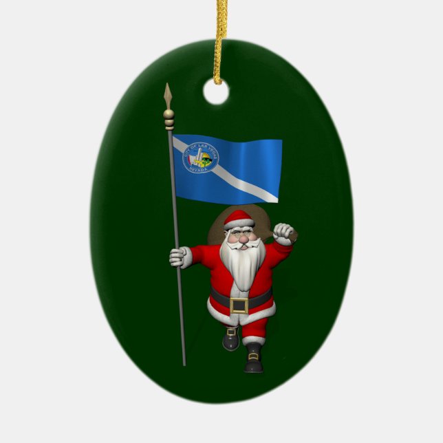 Der Weihnachtsmann mit dem Abschluss von Las Vegas Keramikornament (Vorne)