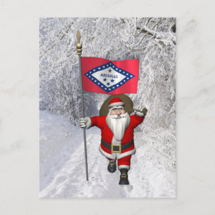 Der Weihnachtsmann mit dem Abzeichen von Arkansas Feiertagspostkarte