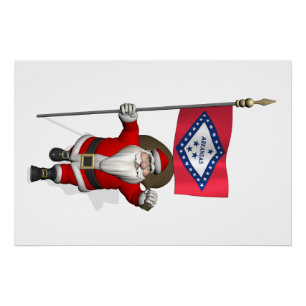 Der Weihnachtsmann mit dem Abzeichen von Arkansas Poster