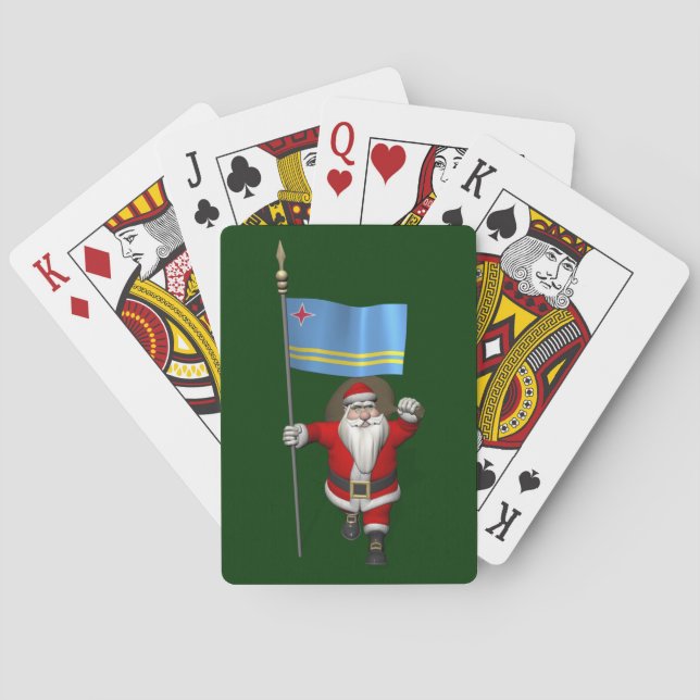 Der Weihnachtsmann mit dem Abzeichen von Aruba Spielkarten (Rückseite)