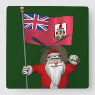 Der Weihnachtsmann mit dem Abzeichen von Bermuda Quadratische Wanduhr