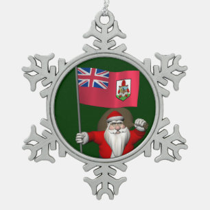 Der Weihnachtsmann mit dem Abzeichen von Bermuda Schneeflocken Zinn-Ornament
