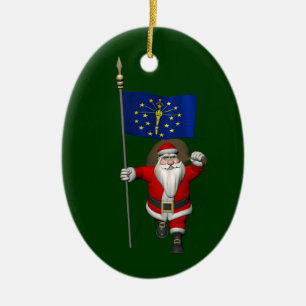 Der Weihnachtsmann mit dem Abzeichen von Indiana Keramikornament