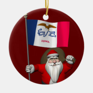 Der Weihnachtsmann mit dem Abzeichen von Iowa Keramik Ornament