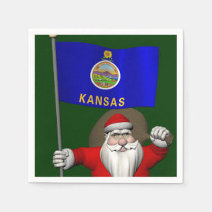 Der Weihnachtsmann mit dem Abzeichen von Kansas Serviette