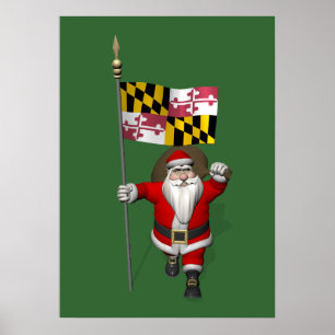 Der Weihnachtsmann mit dem Abzeichen von Maryland Poster