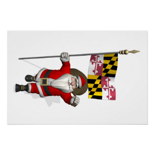 Der Weihnachtsmann mit dem Abzeichen von Maryland Poster