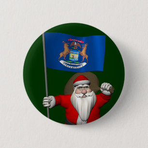 Der Weihnachtsmann mit dem Abzeichen von Michigan Button