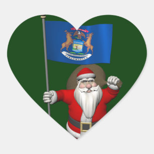 Der Weihnachtsmann mit dem Abzeichen von Michigan Herz-Aufkleber