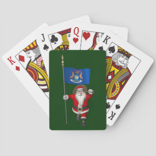 Der Weihnachtsmann mit dem Abzeichen von Michigan Spielkarten
