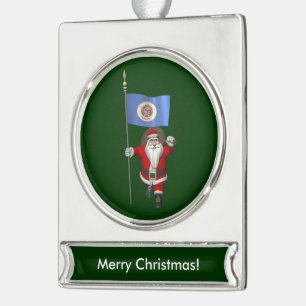 Der Weihnachtsmann mit dem Abzeichen von Minnesota Banner-Ornament Silber