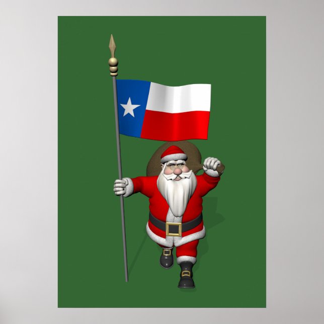 Der Weihnachtsmann mit dem Abzeichen von Texas Poster (Vorne)