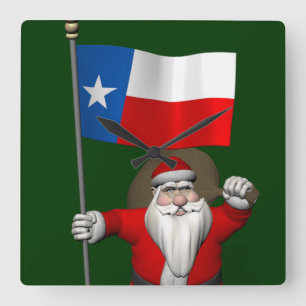 Der Weihnachtsmann mit dem Abzeichen von Texas Quadratische Wanduhr