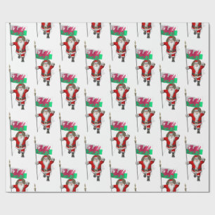Der Weihnachtsmann mit dem Abzeichen von Wales Geschenkpapier