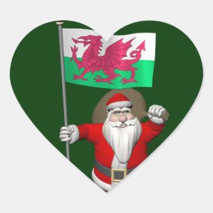 Der Weihnachtsmann mit dem Abzeichen von Wales Herz-Aufkleber