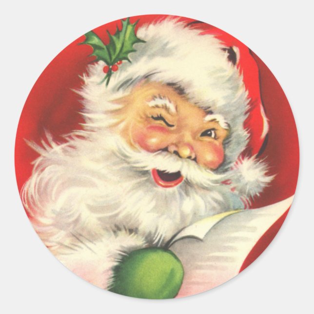 Der Weihnachtsmann mit dem Augenzwinkern Runder Aufkleber (Vorderseite)