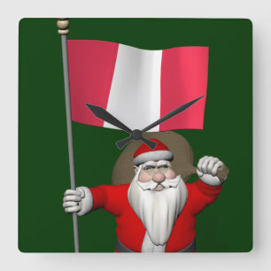 Der Weihnachtsmann mit dem Ausscheiden aus Peru Quadratische Wanduhr