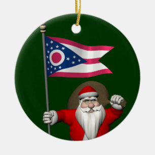 Der Weihnachtsmann mit dem Ausscheiden von Ohio Keramikornament