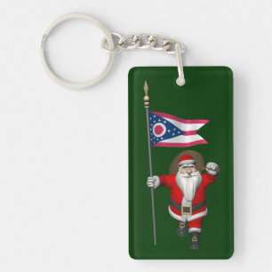 Der Weihnachtsmann mit dem Ausscheiden von Ohio Schlüsselanhänger