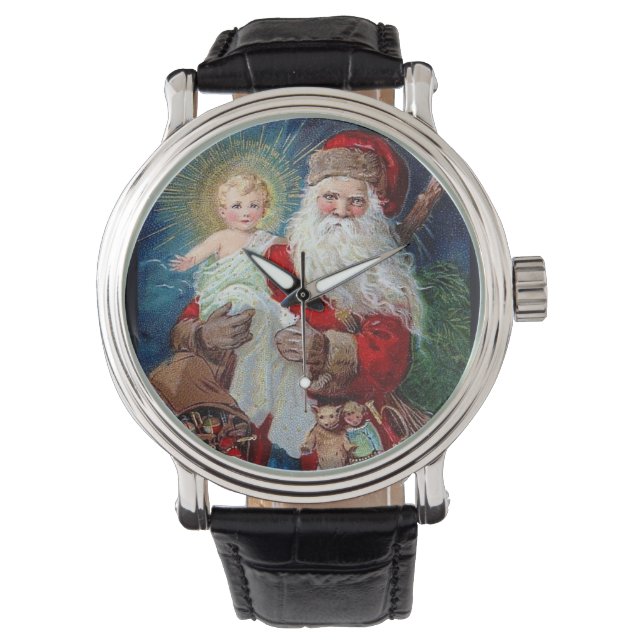 Der Weihnachtsmann mit dem christlichen Kind Armbanduhr (Vorderseite)