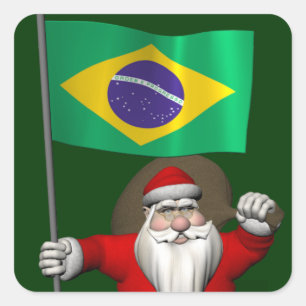 Der Weihnachtsmann mit dem Ende Brasiliens Quadratischer Aufkleber