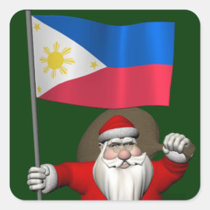 Der Weihnachtsmann mit dem Ende der Philippinen Quadratischer Aufkleber